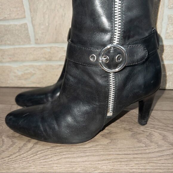 Ecco Black Moto Buckle Heeled Boots Size 36 - Picture 3 of 6